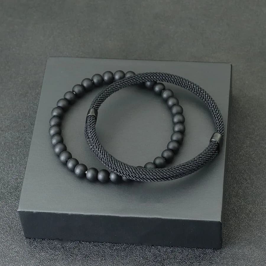 Mode hommes Bracelet ensemble 2 pièces coulissant réglable chanceux fil rouge Braslet Accesorios Hom