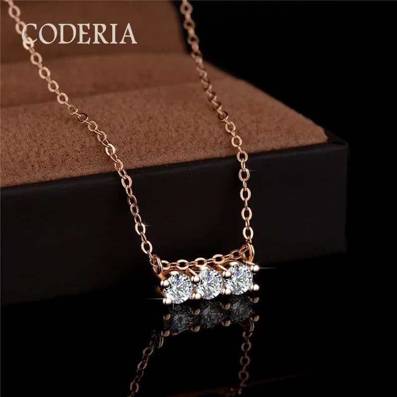 Collier avec pendentif en véritable moissanite pour femme, argent regardé 0.9, or rose, bijoux GRA,