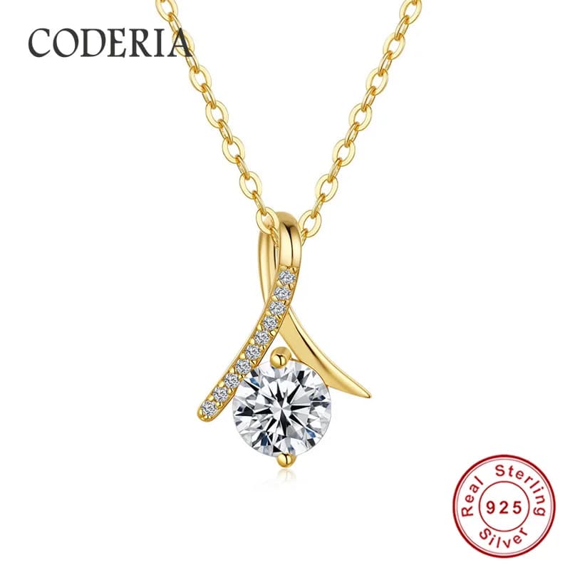 Collier avec pendentif rond Moissanite couleur D VVS1 3EX, 1CT, plaqué or 18 carats, argent, chaîne