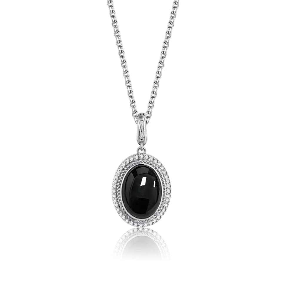 Pendentifs ovales en argent Sterling 925 en Onyx noir naturel, 10x14MM, avec squelette de cri, colli