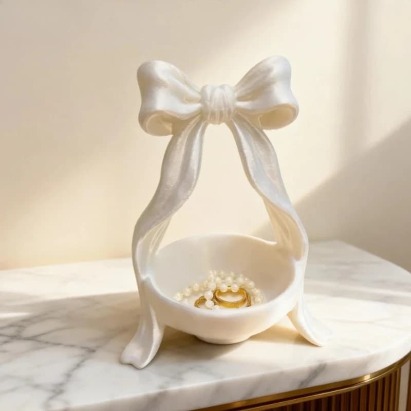 Plateau de rangement de bijoux élégant, avec nœud, plateau de rangement à la mode, pour le rangement