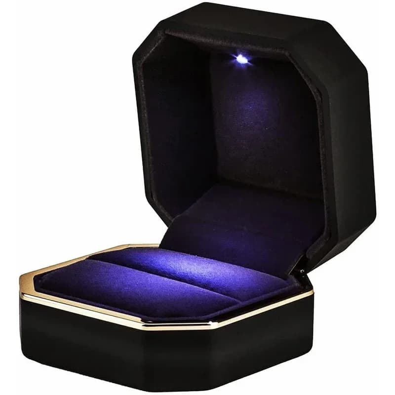 Boîte à matiques de luxe avec lumière LED, étui à matiques de mariage, boîte-cadeau à bijoux, rangem
