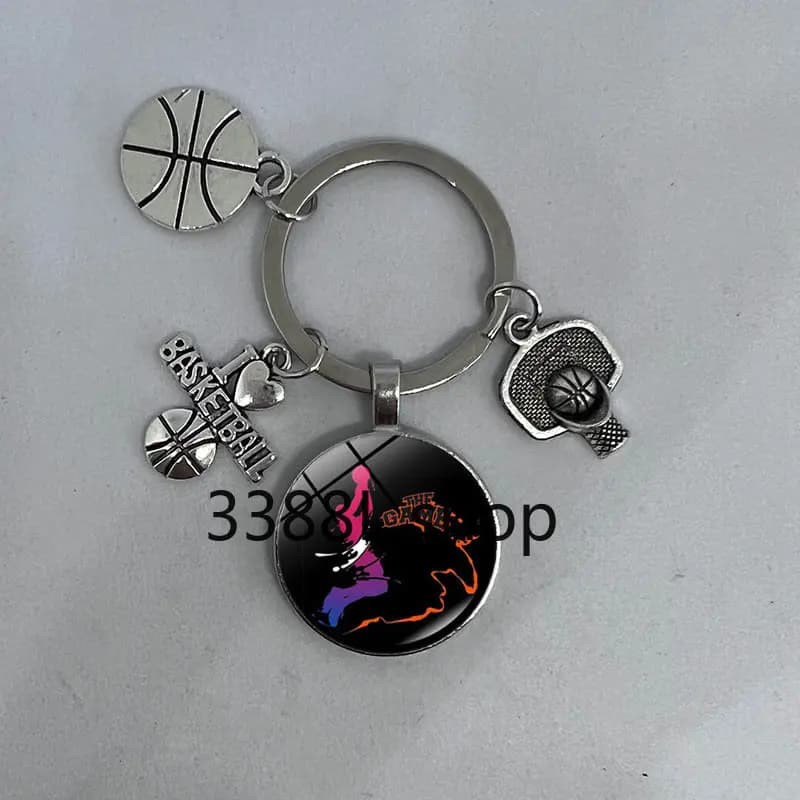 Porte-clés en alliage de verre avec pendentif 152, j'aime le basket-ball, bijoux populaires, cadeaux