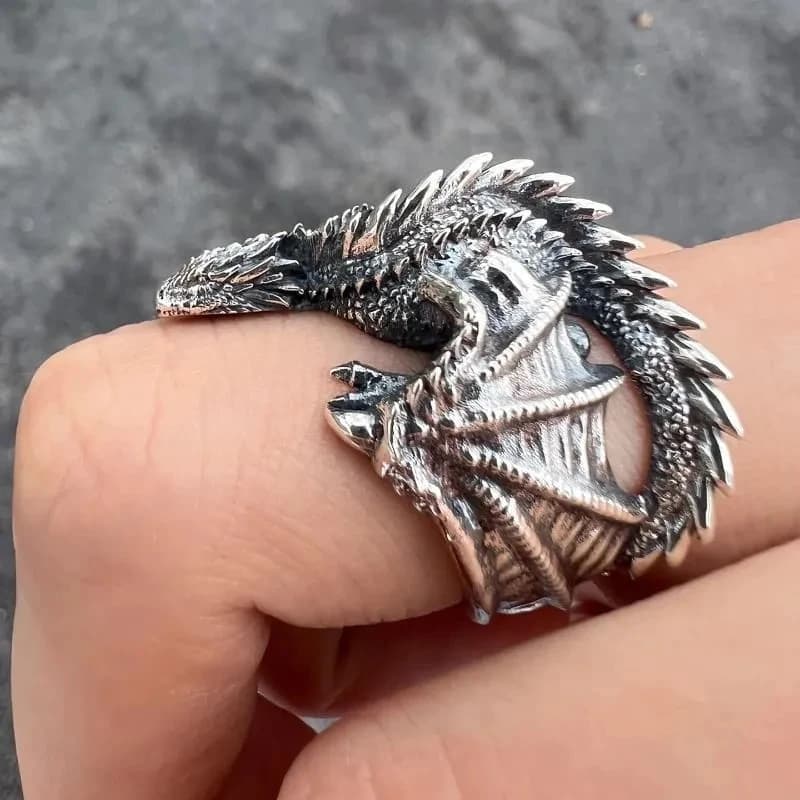 Bagues Dragon Réglables pour Hommes et Femmes, Style Gothique Punk, Ouverture d'Ailes de Ptérosaure,