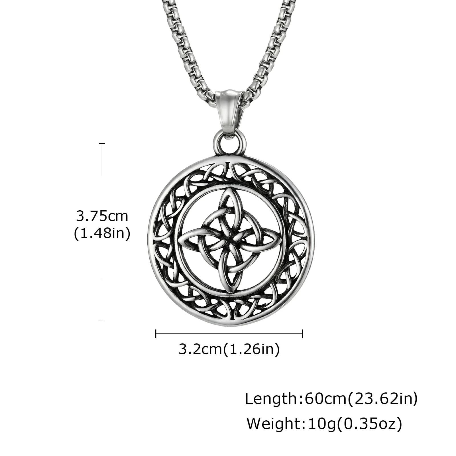 Collier vintage à nœud celtique pour hommes et garçons, collier avec pendentif rond en acier inoxyda