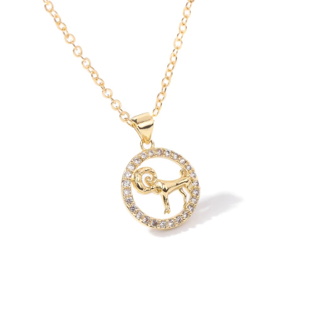 Colliers Constellation 12 signes du zodiaque, couleur or, Zircon brillant, symbole de balance, pende