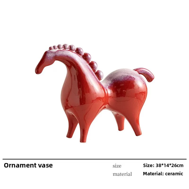 Nouveaux meubles en céramique cheval rouge doré de style chinois, articles décoratifs, cave à vin de