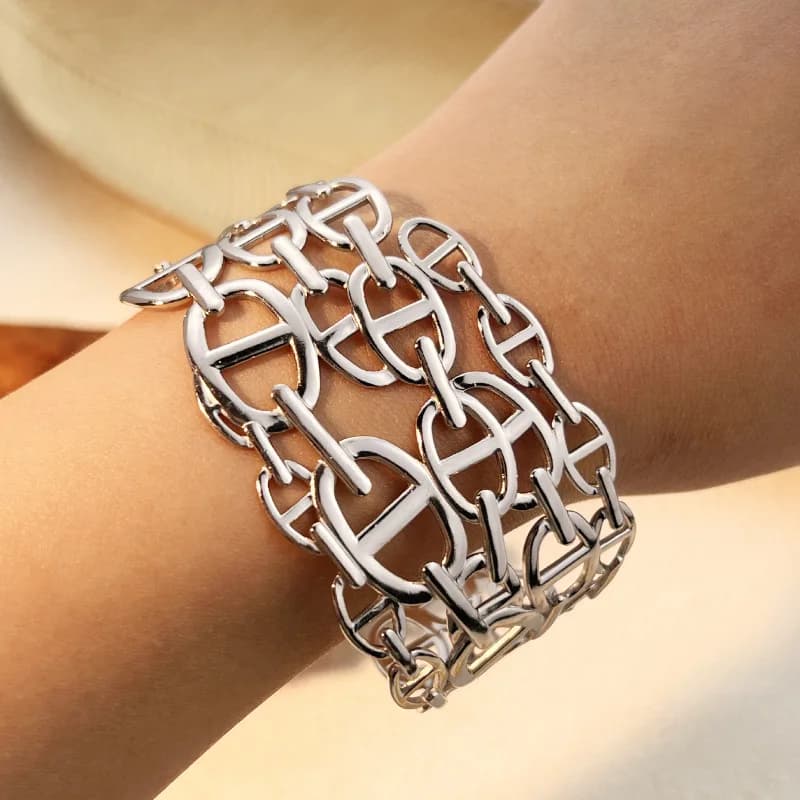 Bracelets tendance couleur or argent pour femmes, Chic, épais, manchette irrégulière, en forme de Br
