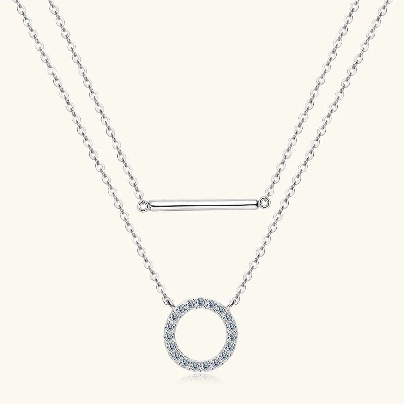 Collier Moissanite avec pendentif Double couche, chaîne en diamant en argent Sterling S925 pour femm