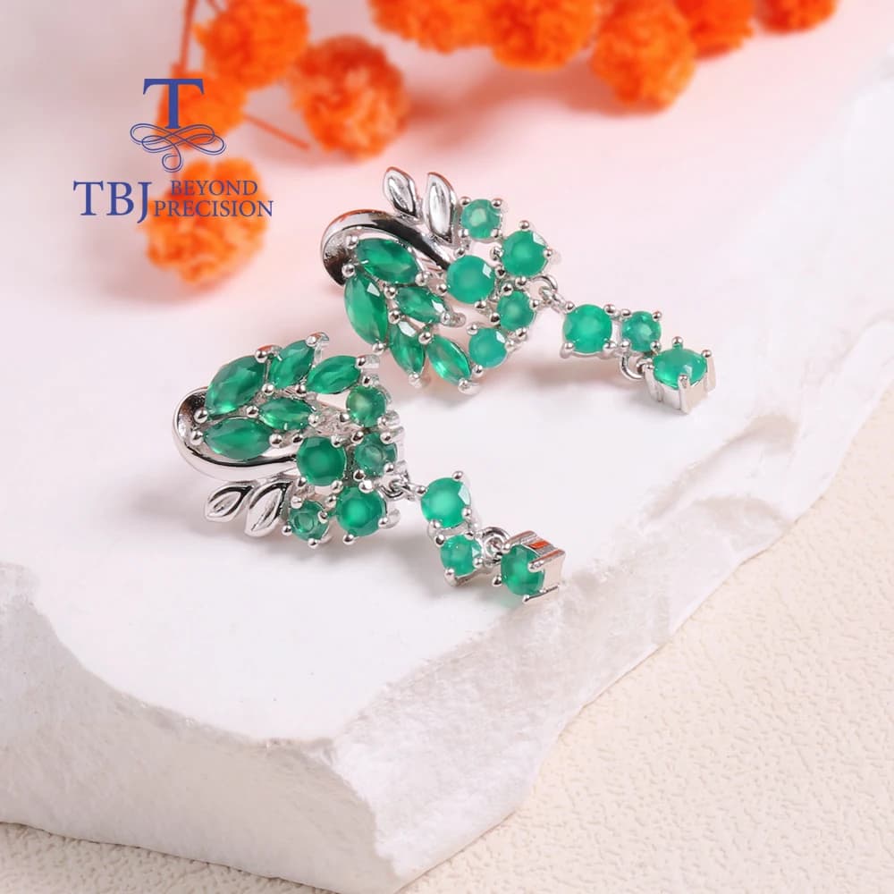 Boucles d'oreilles design raisin 2026 – Agate verte naturelle, élégantes et tendance pour femmes et