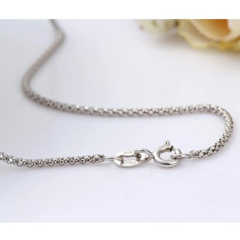 1.5mm largeur 35 cm-80 cm 925 Sterling Argent Popcorn Chaîne Colliers Femmes Bijoux Filles Collier k