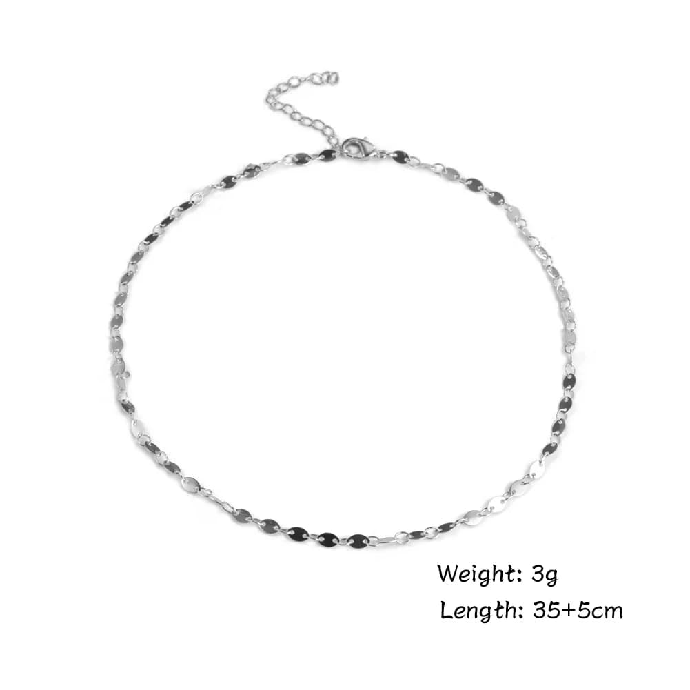 Amaxer Collier ras du cou simple en chaîne de perles or et argent pour femmes et filles
