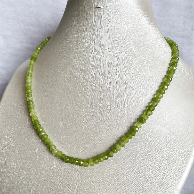 Collier péridot à facettes en pierre naturelle, Olivine Power, Bijoux de danse, Soins de santé, Prot