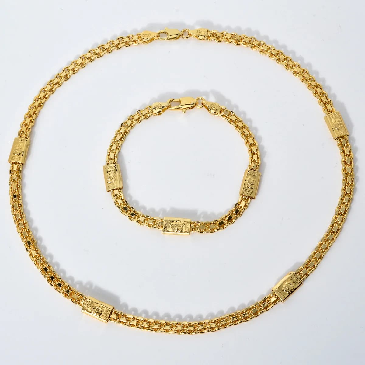 Dubaï 18k plaqué or ensembles de bijoux de luxe Hip Hop Punk 2 pièces ensembles collier Bracelet mar