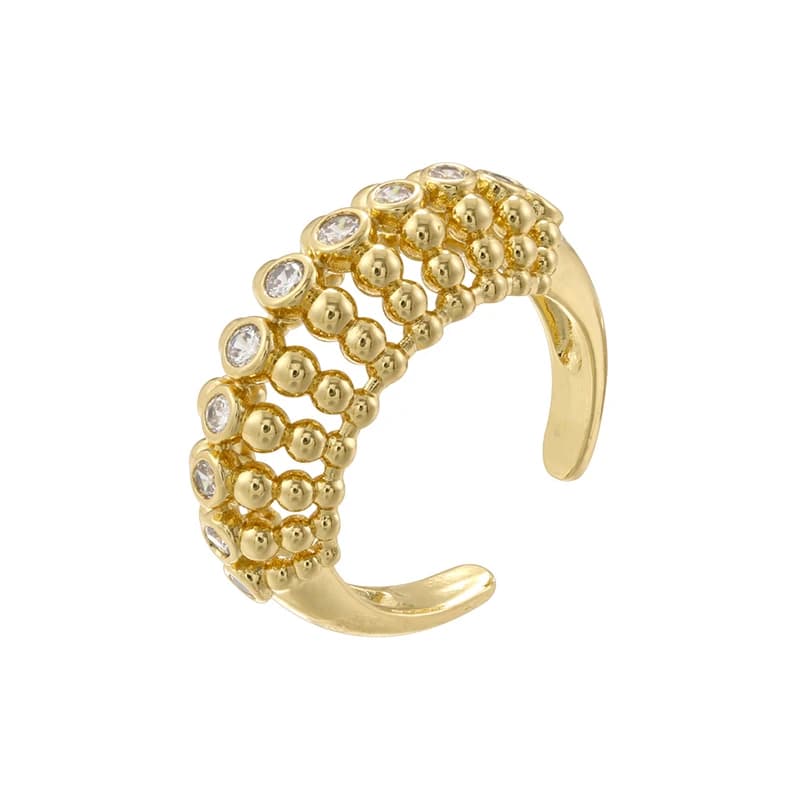 Bracelet/Anneau en laiton plaqué or 18 carats avec zircone ajourée : Bijoux pour femmes au design un