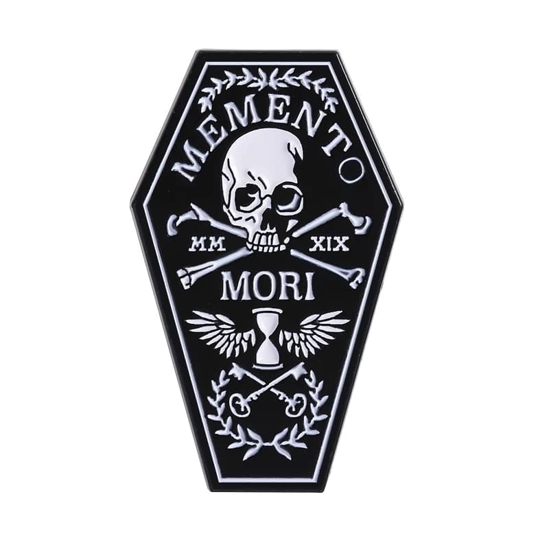 Memento Mori crâne émail broche gothique squelette cercueil Halloween broche revers sac à dos Badge