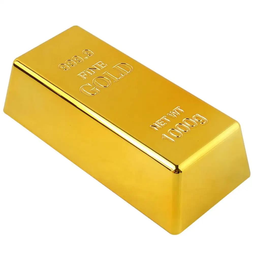 Fausse barre d'or scintillante pour enfants, décorations en forme de lingot d'or, accessoire réalist
