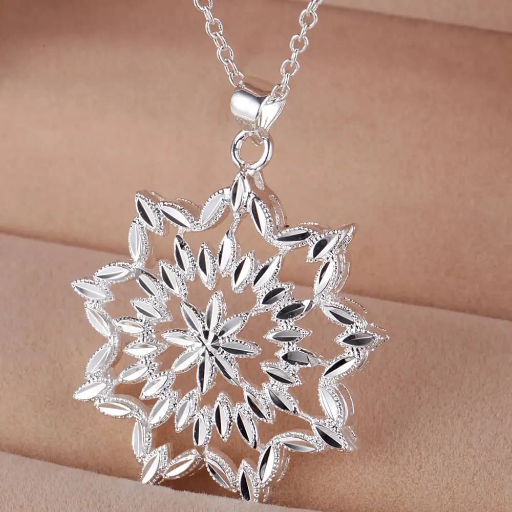 Collier en argent sterling 925 avec pendentif fleur pour femme, bijoux de mariage et de fiançailles