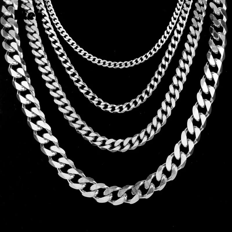 BTEN gourmette cubain hommes collier chaîne or noir argent couleur acier inoxydable colliers pour ho