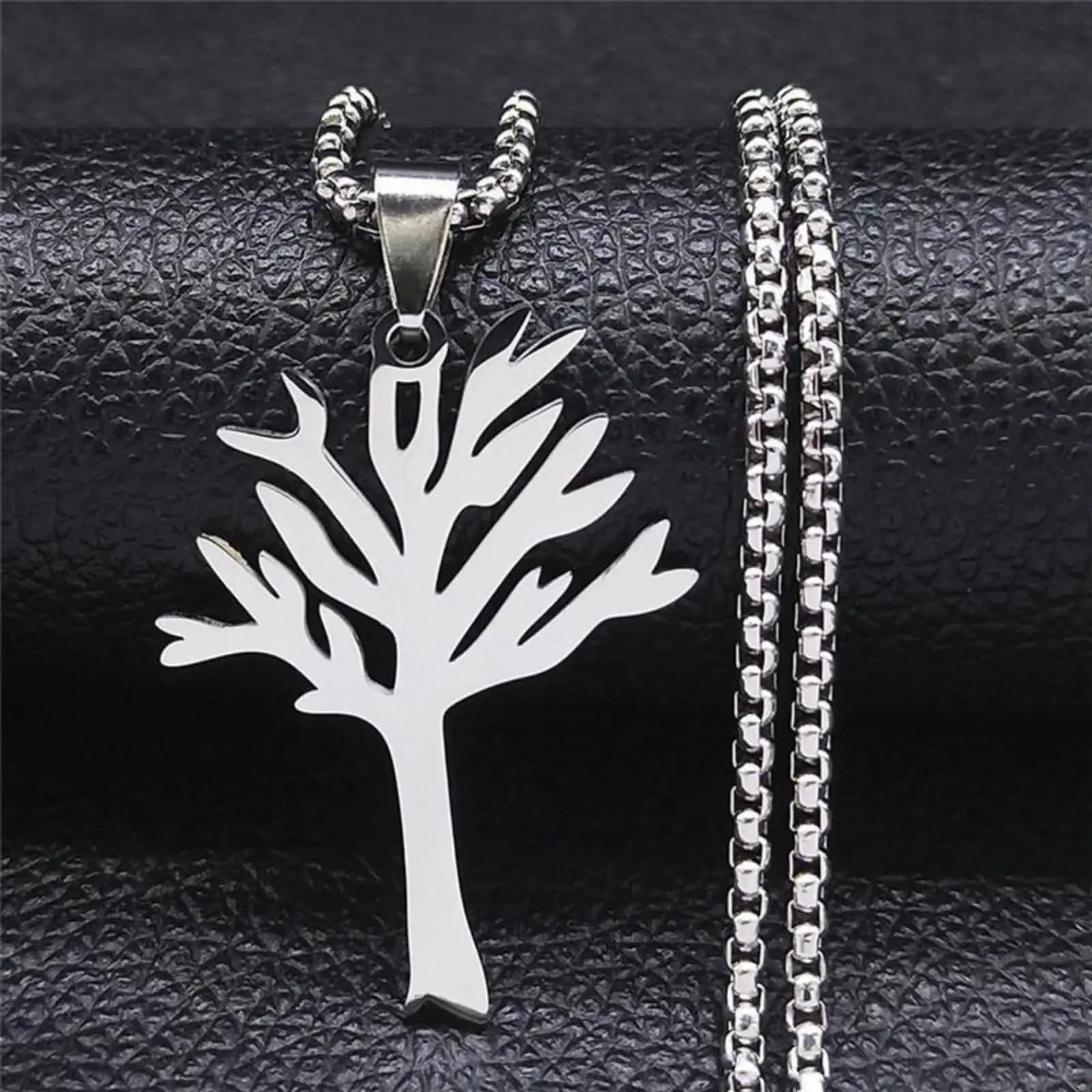 Collier pendentif arbre de vie pour femmes et hommes, bijoux en acier inoxydable, cadeau d'anniversa