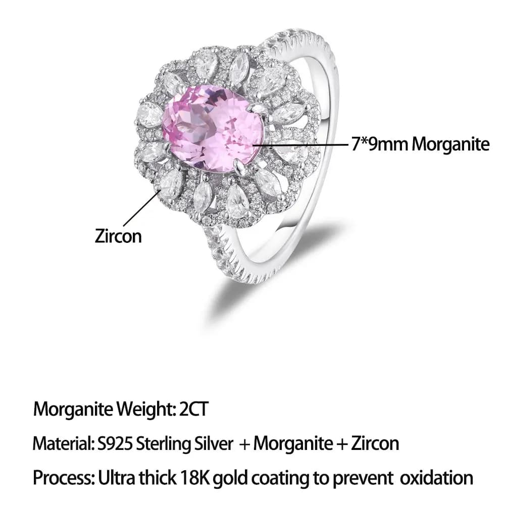 Ensemble de bijoux LinkerLove en argent S925 avec morganite rose pour femme, collier ovale halo, bou