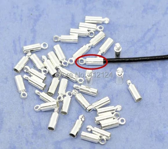 3000 pièces argent plaqué sertissage embouts boucle colliers cordon mode fabrication de bijoux 8x2.5