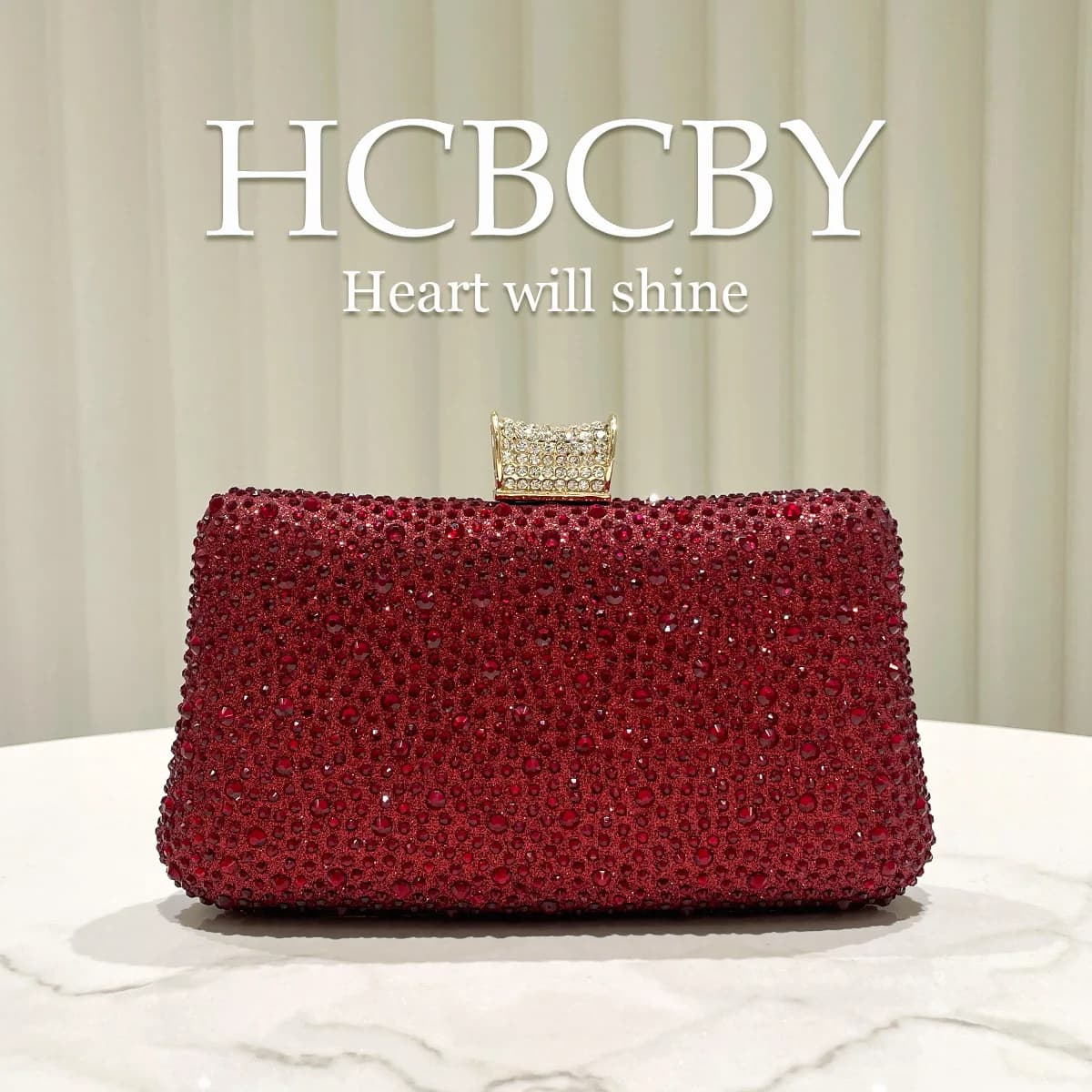 Pochette de soirée élégante bordeaux brillante de luxe ornée de strass, sac de dîner chic pour femme