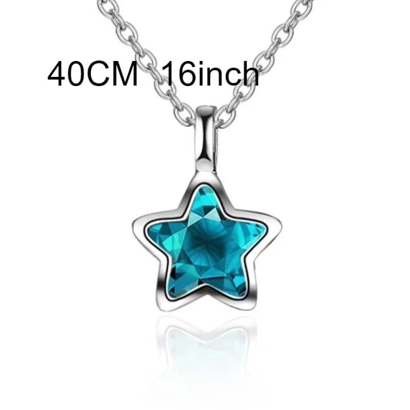 Collier étoile en argent Sterling 925 pour femmes, design de luxe, cristal bleu brillant, bijoux de