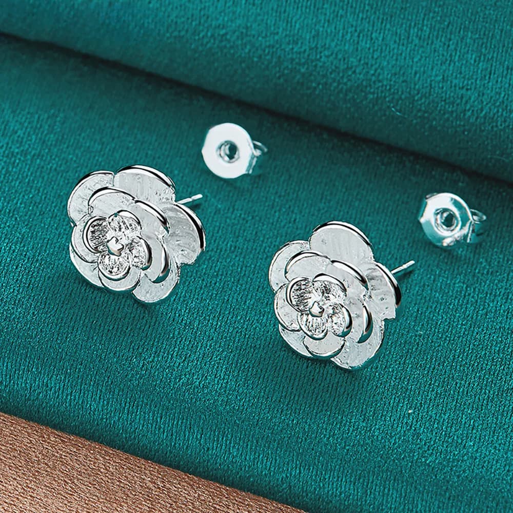 Boucles d'oreilles luxueuses en argent sterling 925 avec roses exquises pour femmes – Cadeaux, acces