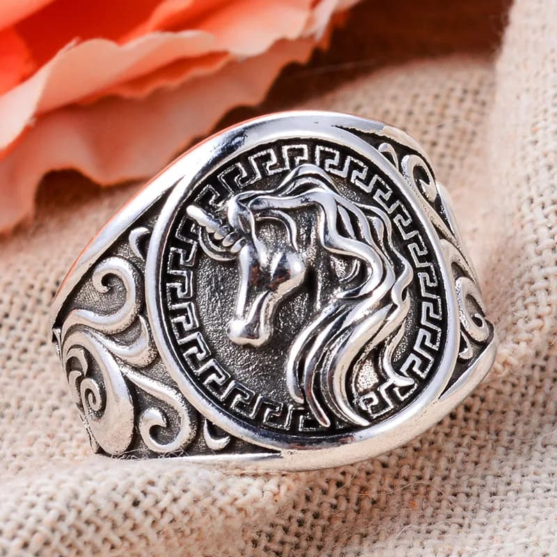 Anneaux en argent thaïlandais rétro pour femmes, design animal ChimHorse, bijoux originaux, cadeaux