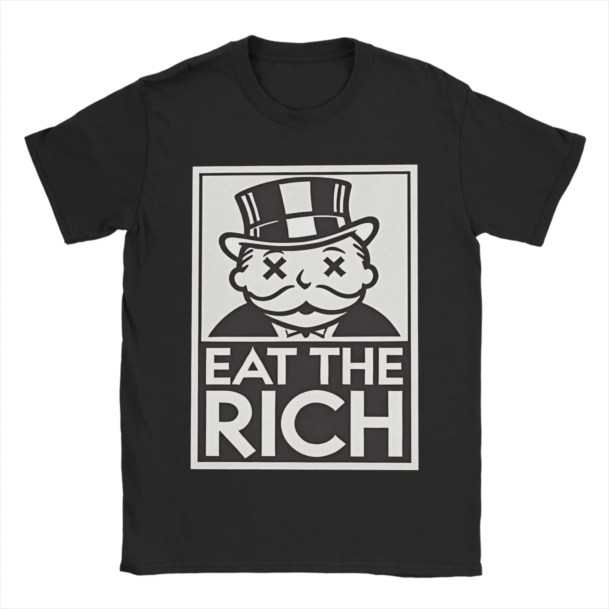 Hip Hop manger les riches monopolys t-shirt unisexe coton à manches courtes col rond été hauts chemi