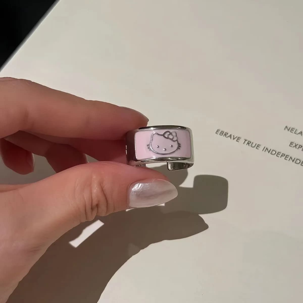 Bague mignonne KT Cat pour femmes, anneaux ouverts polyvalents, bijoux d'index polyvalents, modèle A