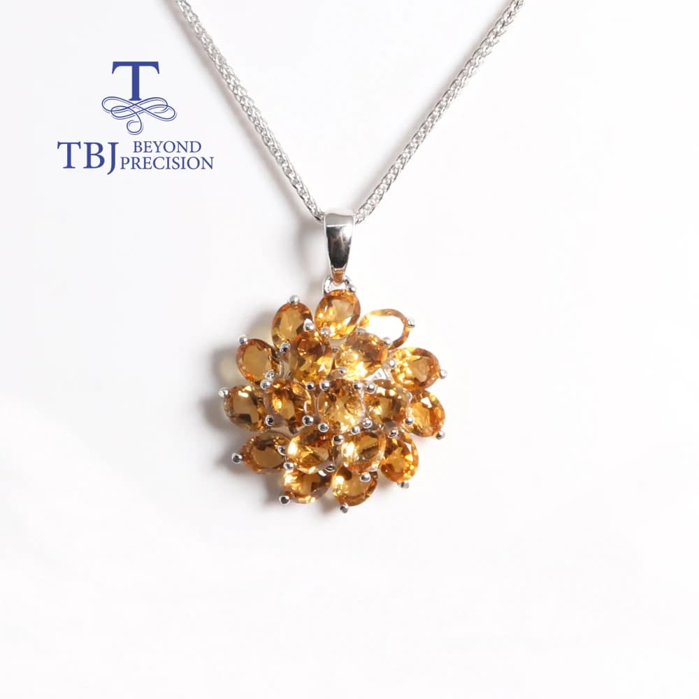 Collier pendentif en citrine naturelle au design luxueux 2026, bijoux fins en argent sterling 925 po