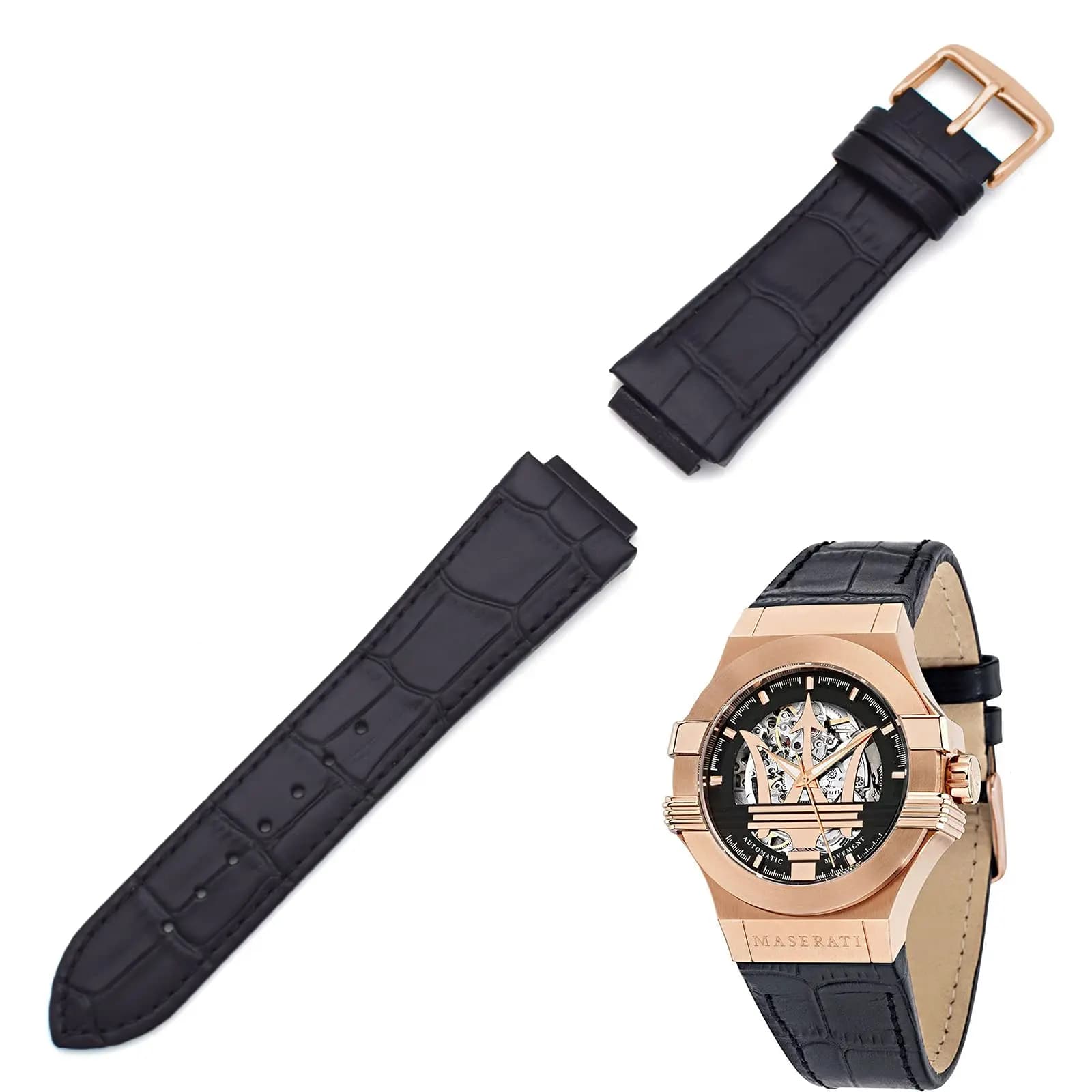 THEAGE 24MM bracelet de montre en cuir véritable remplacement pour montres pour hommes MASERATI R 88