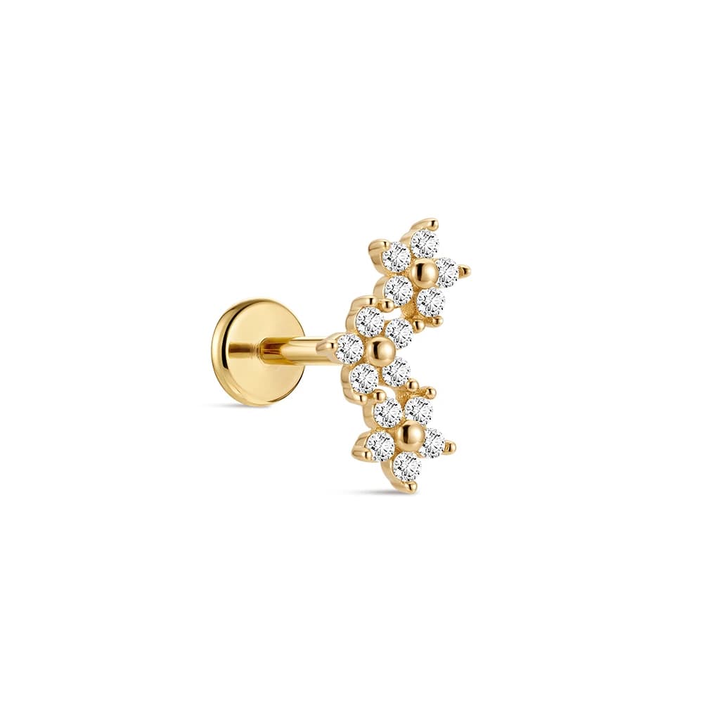 DIeSchein Boucles d'oreilles clous en or massif 14K pour femme, avec zircon cubique à dos plat, pour
