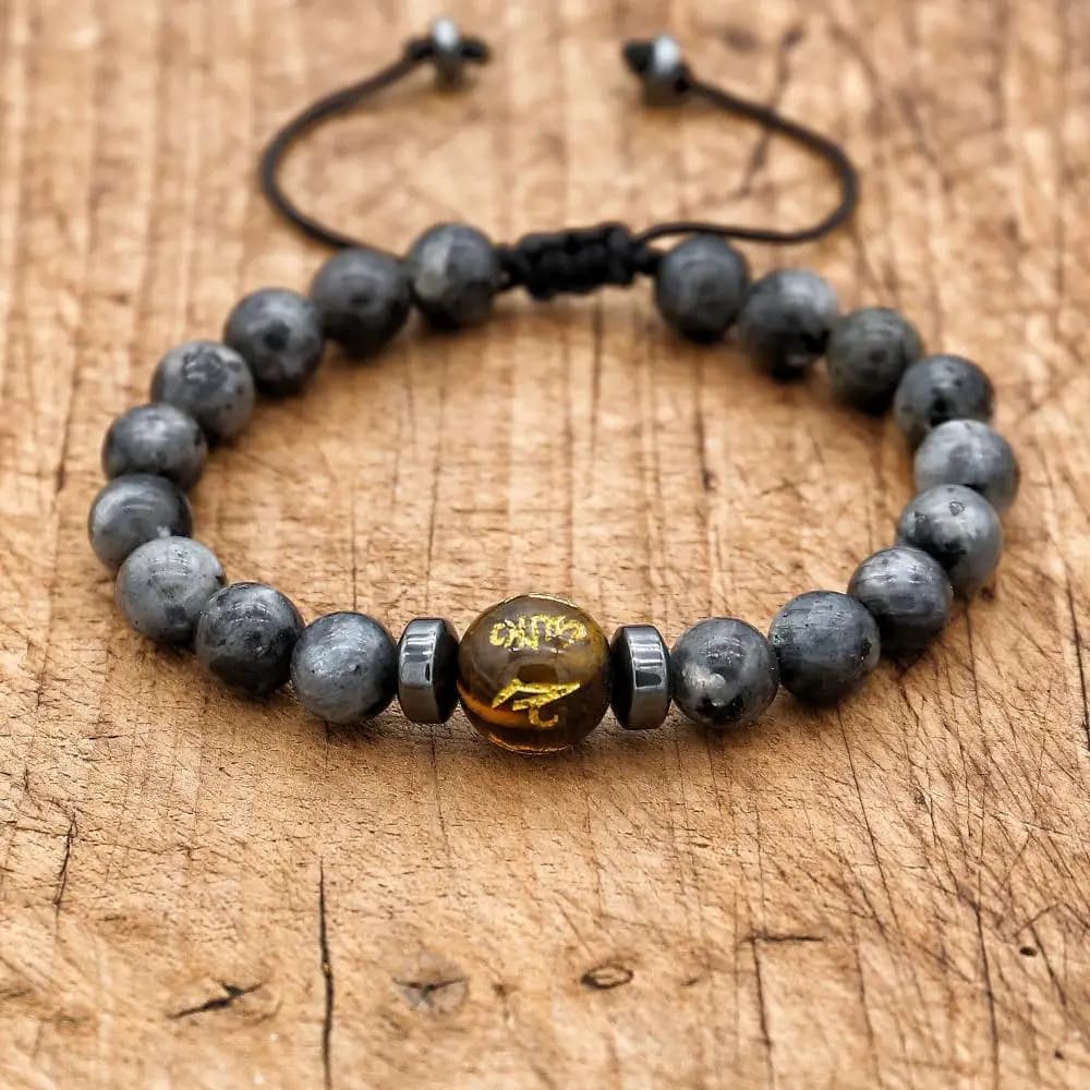 Bijoux faits à la main, obsidienne naturelle, œil de tigre et hématite, Bracelet tressé en pierre po