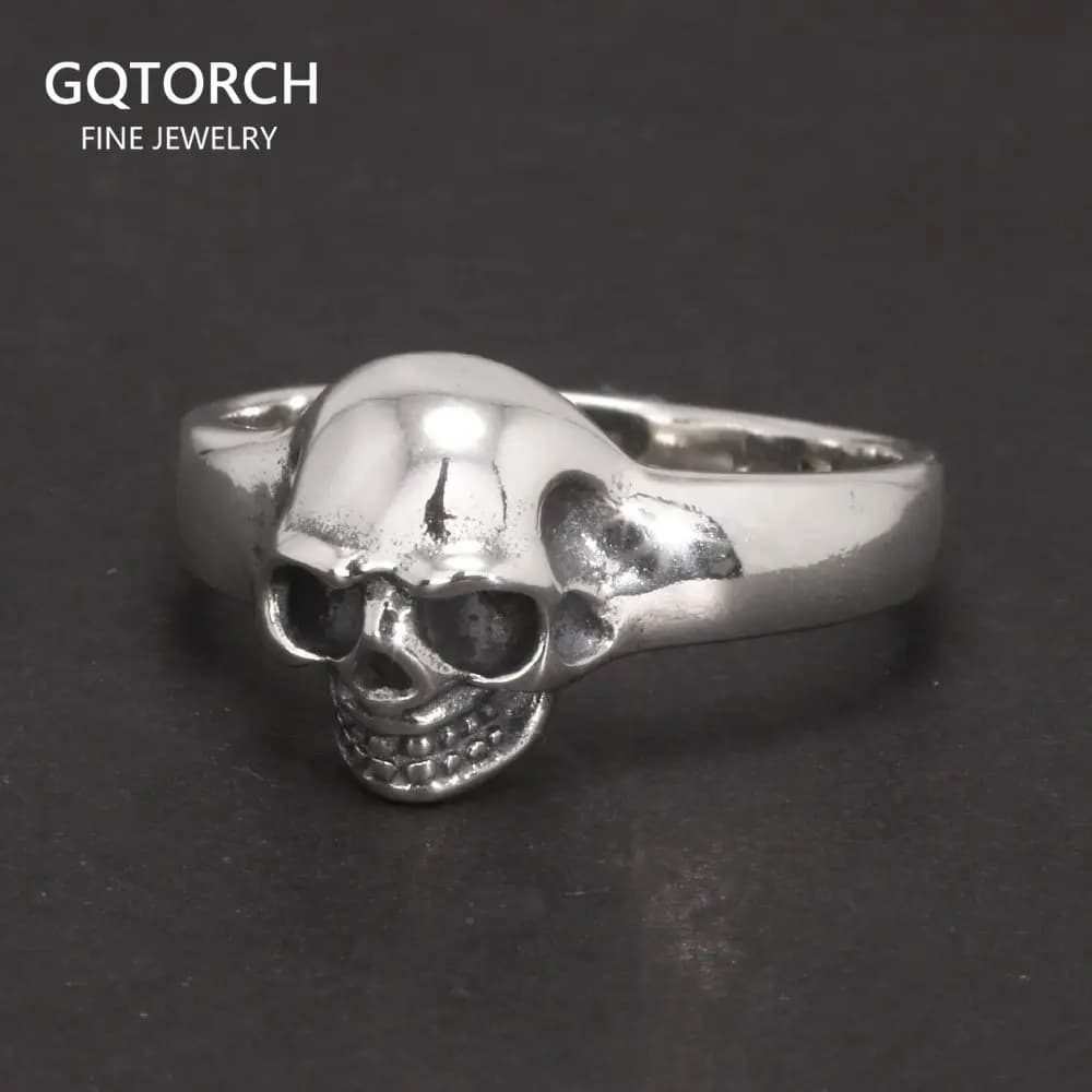S925 Sterling Silver Vintage Modules Seton Ring for Men, Skull Punk, Hip Hop Rock Ring, Retro Simple