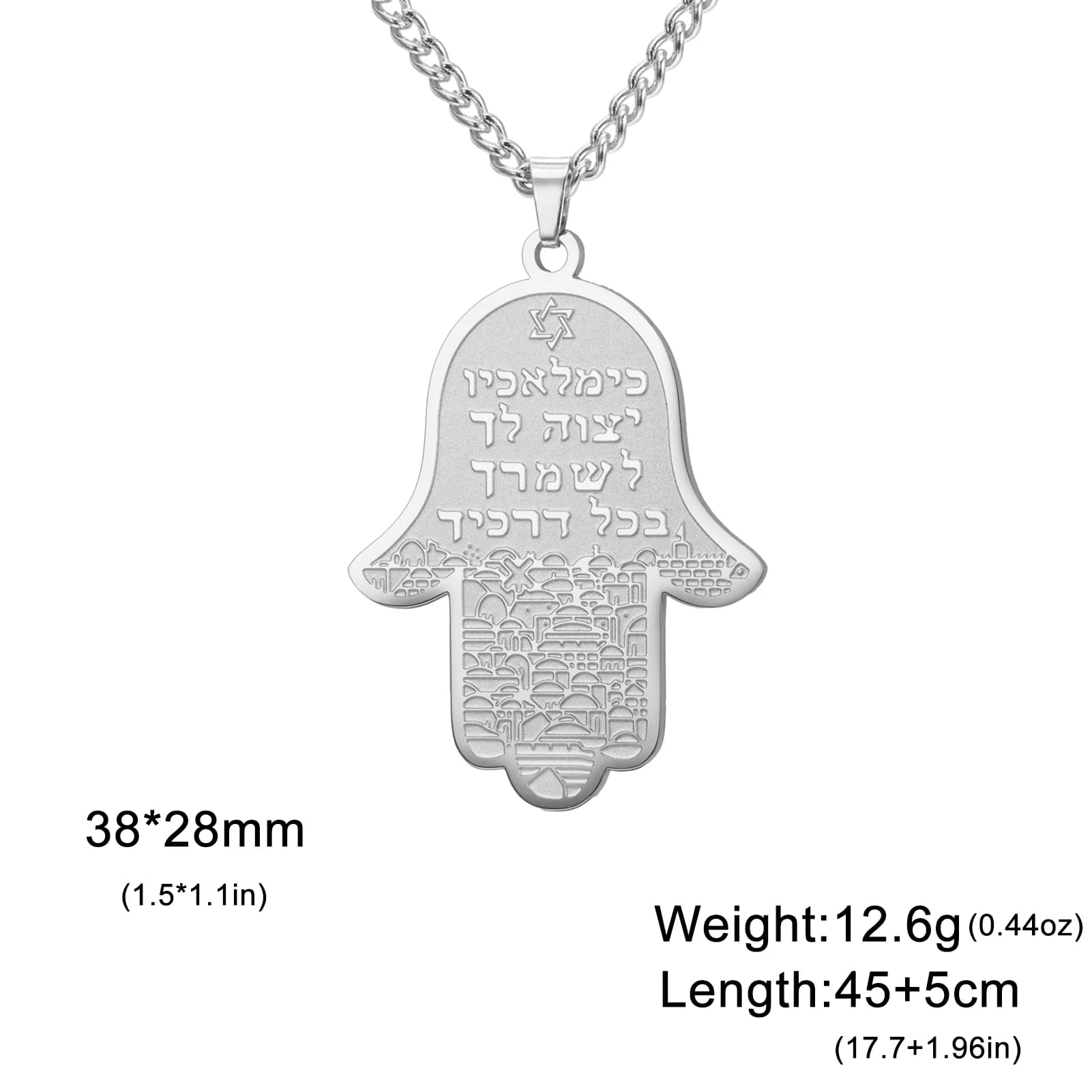Jeshayuan-Collier Pendentif Main de Fatima Hamsa pour Femme et Homme, Acier Inoxydable Hébreu de Jér