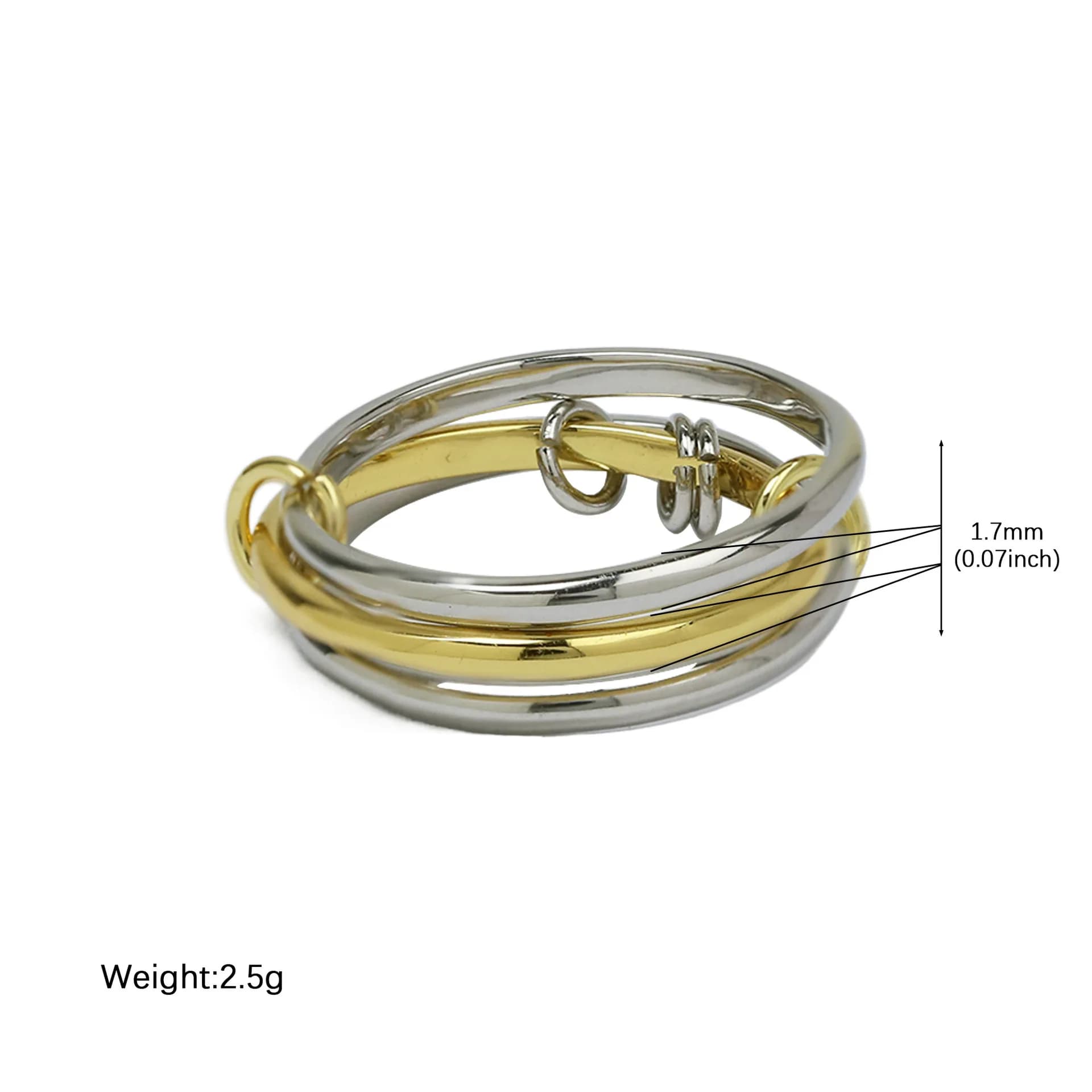 Bagues multicouches en acier inoxydable, chaîne à maillons Double couleur, plaqué or 18 carats, Zirc
