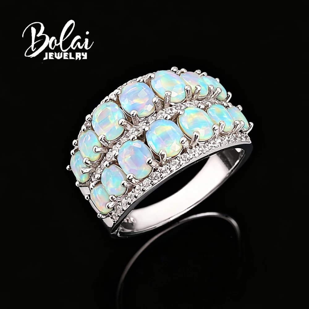 Bague exquise en argent sterling 925, opale naturelle, pierres précieuses naturelles, bijoux fins po
