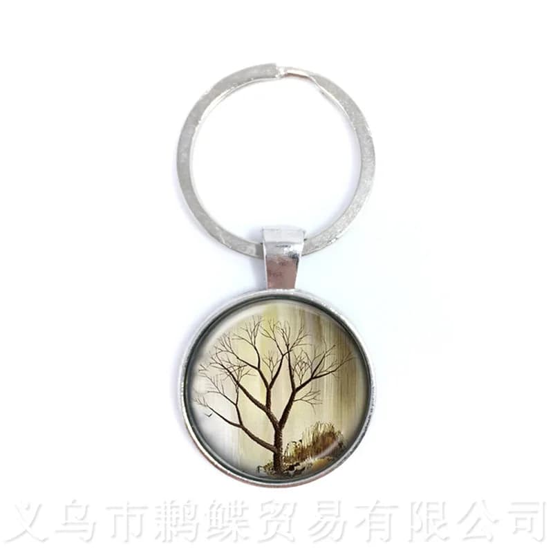 Porte-clés arbre de vie, Cabochon en verre, bijoux, accessoires, cadeau pour hommes et femmes