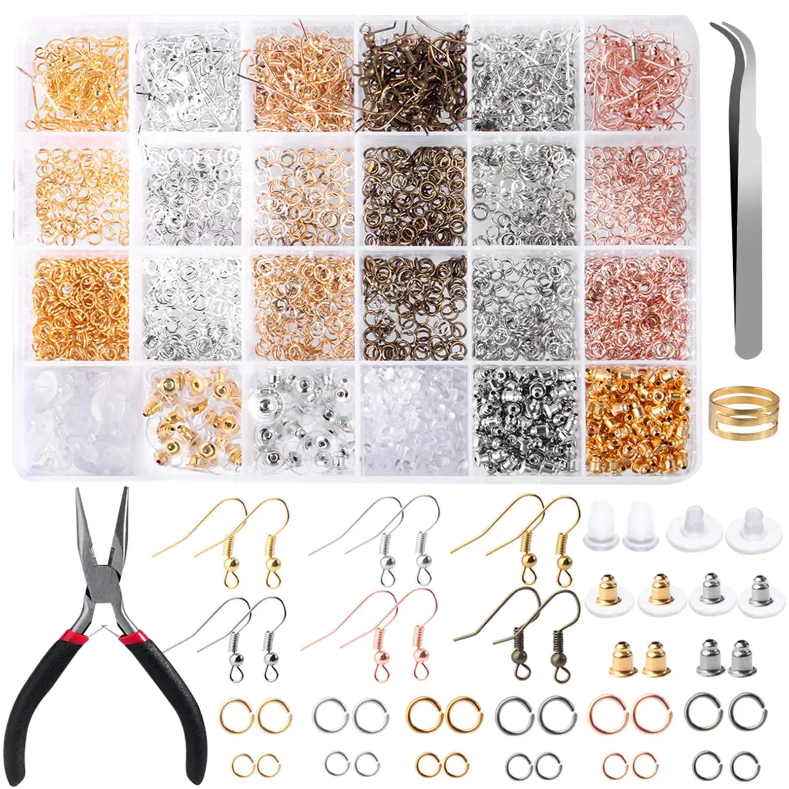 Kit de fabrication de boucles d'oreilles avec crochets, dos, pinces, pincettes, plus pour la réparat