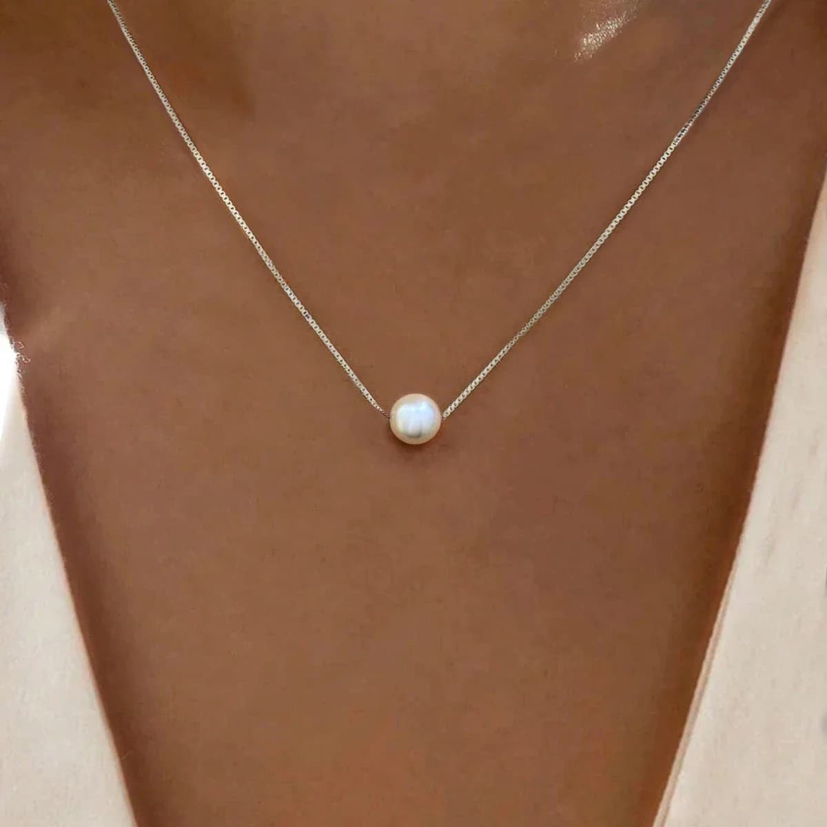 Collier avec pendentif en nacre pour femmes, en argent Sterling 925, de luxe, blanc, 6MM, 8MM, 10MM,
