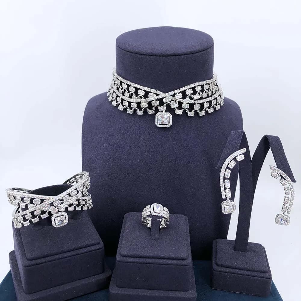 Nouveaux bijoux pour femmes, accessoires de mariage et de fête, collier, bracelet, boucles d'oreille