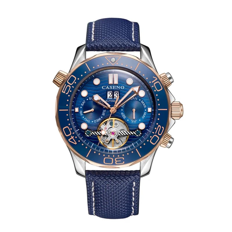 Montre mécanique pour hommes, bracelet en cuir, automatique, marque de luxe, étanche, calendrier de