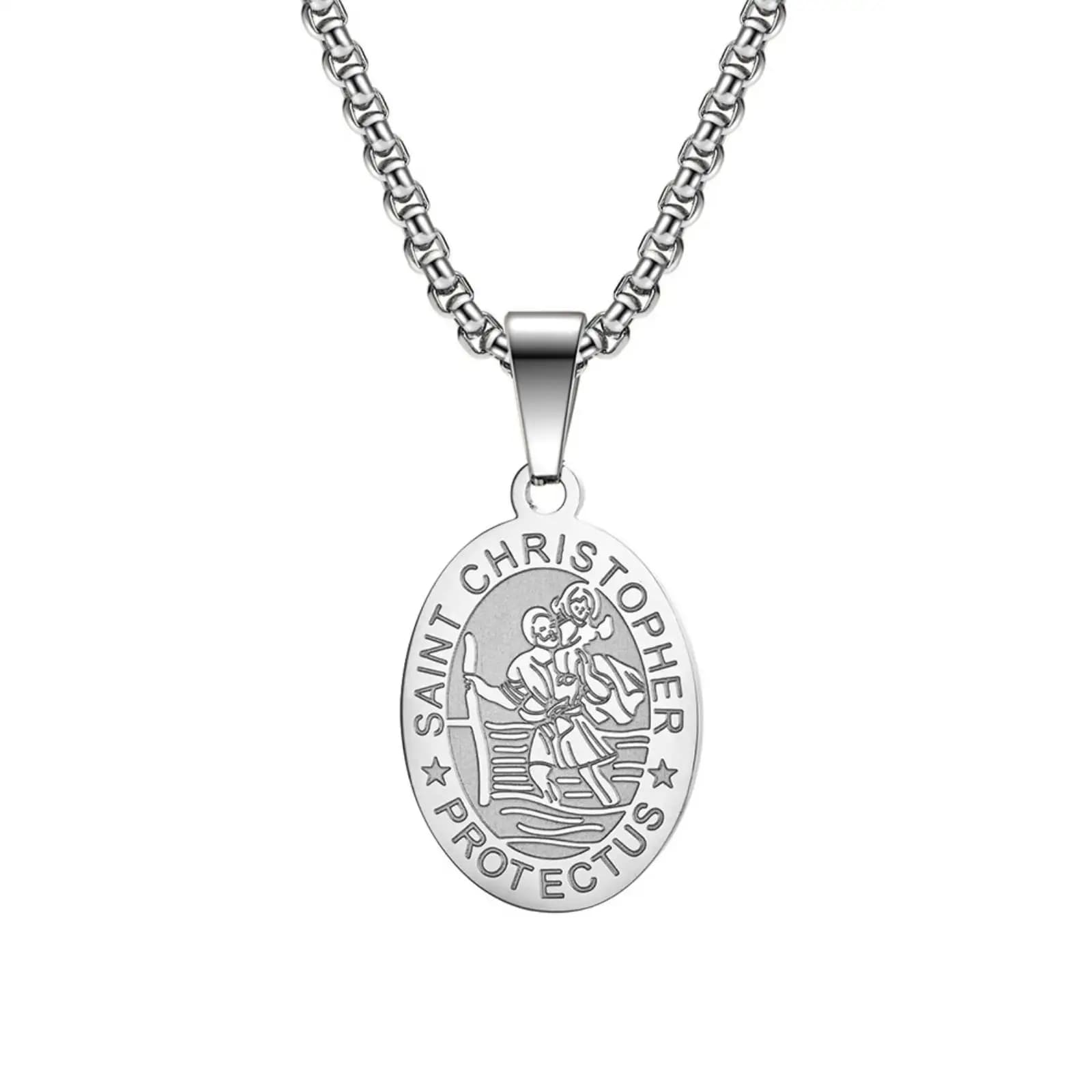 Collier pendentif Saint noël pour hommes et femmes, Talisman, bijoux en acier inoxydable, cadeau