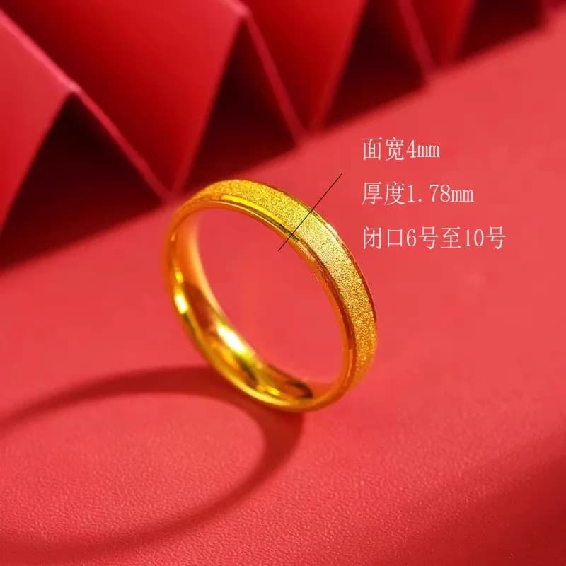 Bague de couple en or pur 24K AU999 - Design mat lisse tendance pour homme et femme | Bijoux en or