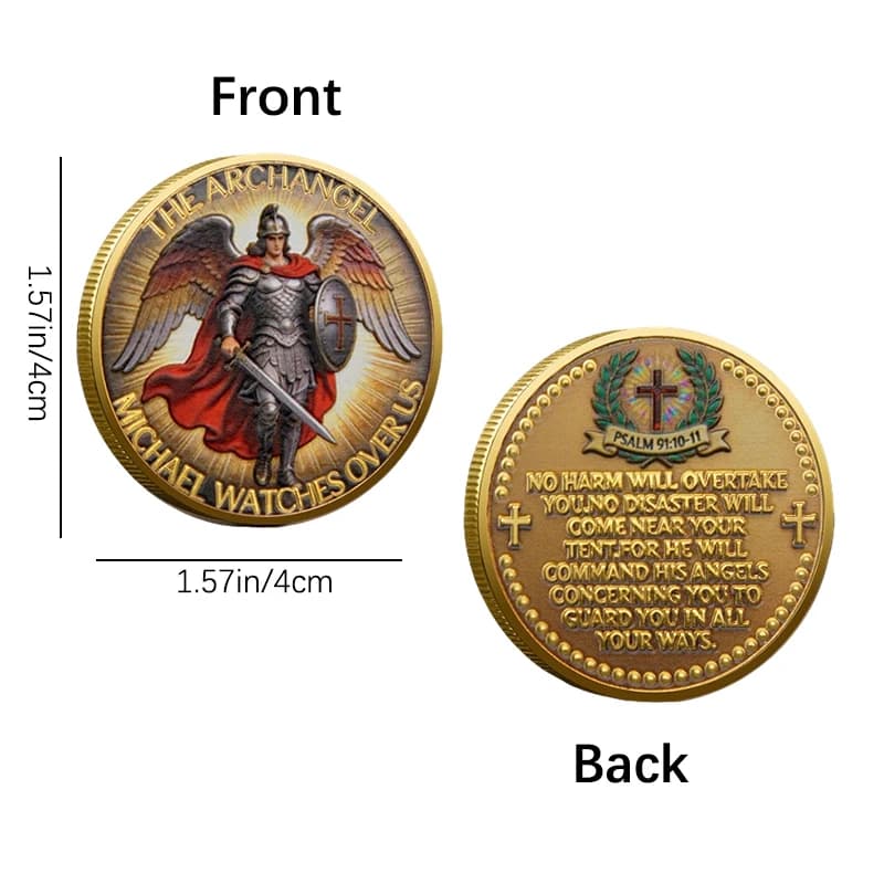 1 pièce Pièce commémorative de l'archange Saint Michel, Pièce de défi « L'ange gardien nous protège
