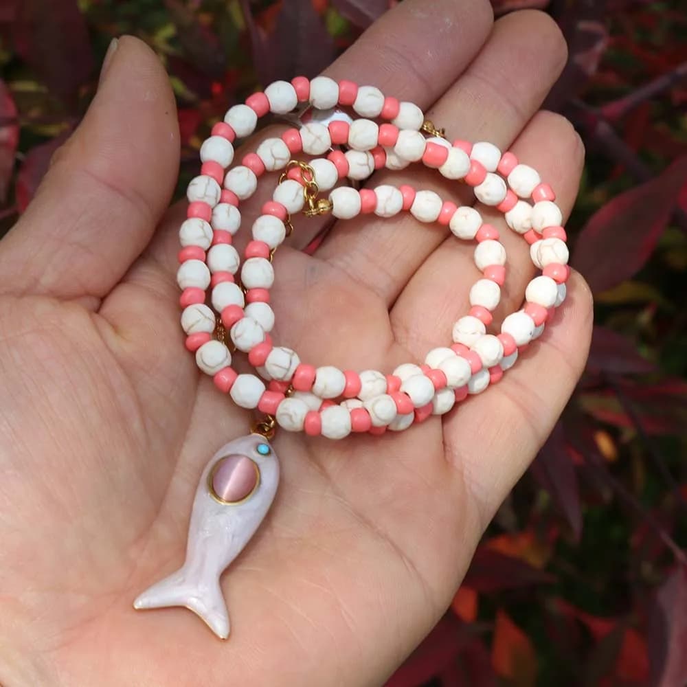 Collection Printemps 2026 : Collier détachable avec pendentif petit poisson émaillé, chaîne pour pul