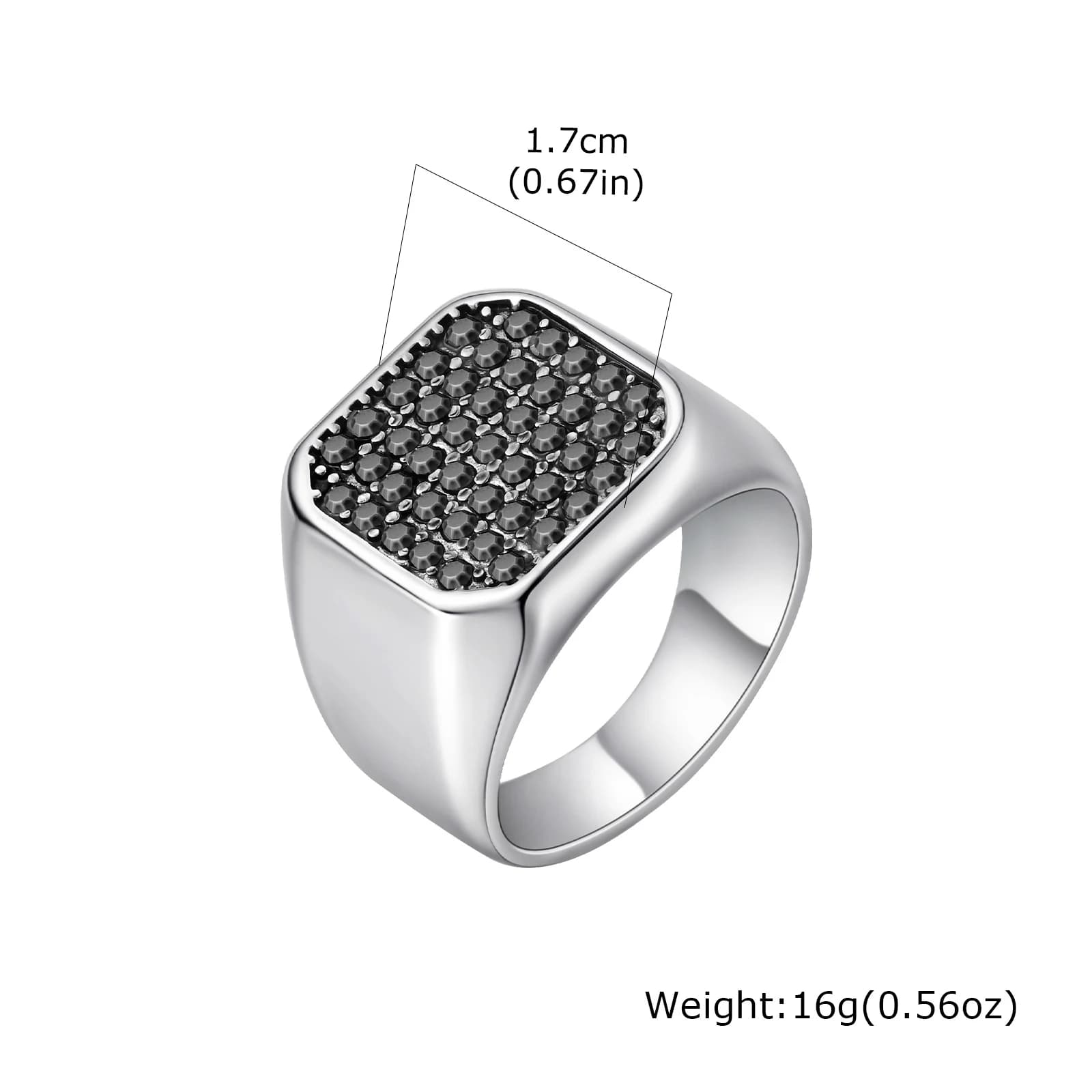 Vnox – bague en acier inoxydable pour hommes, avec Zircon gris, couleur argent, taille américaine 7-